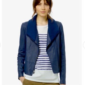 Vince scuba leather jacket navy